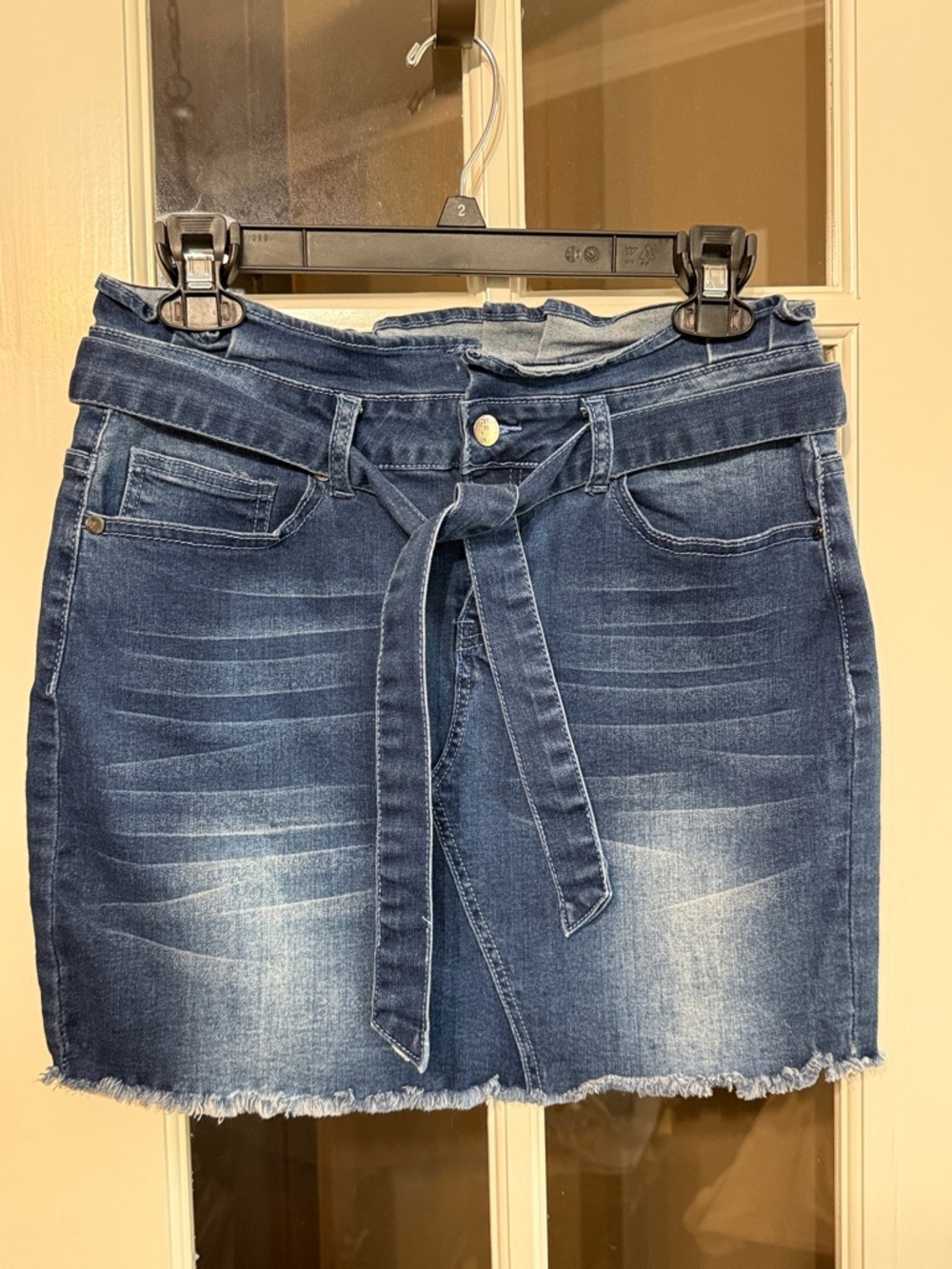 BETWEEN US Denim Paperbag Tie-Waist Mini Skirt Size Large